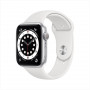 Apple Watch Series 6, 44 мм, алюминий серебристого цвета, спортивный ремешок белого цвета