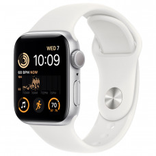 Apple Watch Series SE 2022, 40 мм, алюминий серебристого цвета, спортивный ремешок белого цвета