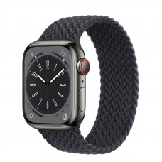 Apple Watch Series 8, 45 мм, нержавеющая сталь графитового цвета,ремешок из силиконовых нитей «тёмная ночь»