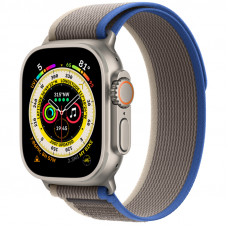 Apple Watch Ultra, 49 мм, титановый корпус, спортивный ремешок сине-серого цвета