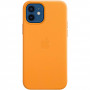Чехол Apple Leather Case для Apple iPhone 12/12 Pro with MagSafe золотой апельсин (California Poppy)
