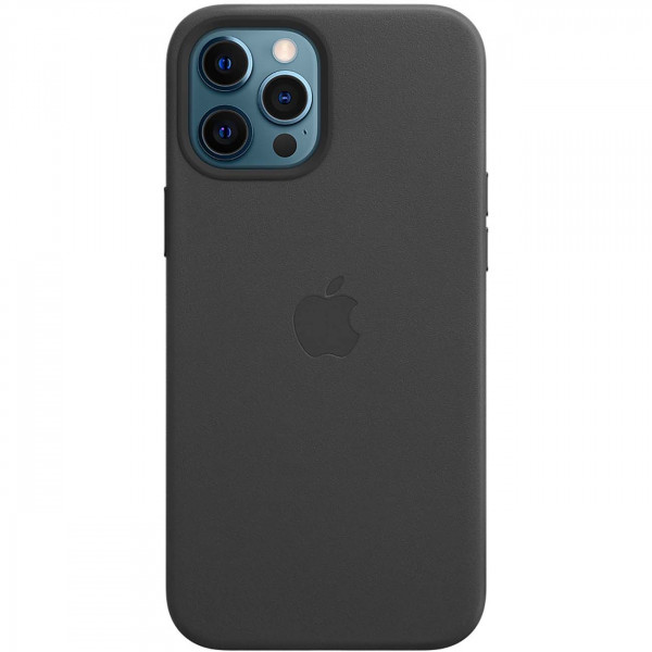 Чехол Apple Leather Case для Apple iPhone 12 Pro Max with MagSafe черный (Black)