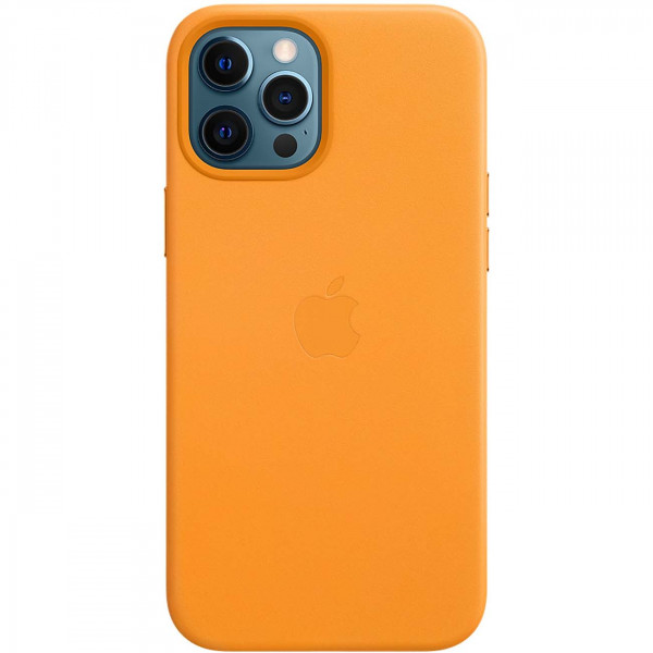 Чехол Apple Leather Case для Apple iPhone 12 Pro Max with MagSafe золотой апельсин (California Poppy)