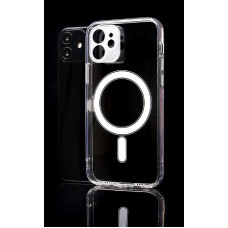 Силиконовый чехол Clear case Magnetic на iPhone 12, прозрачный с крышкой TPU (Ice)