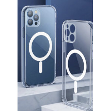 Силиконовый чехол Clear case Magnetic на iPhone 13 Pro Max, прозрачный с крышкой TPU (Ice)