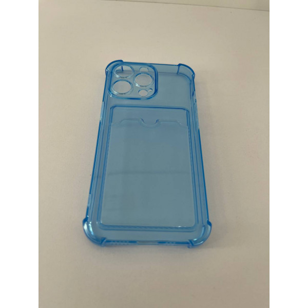 Чехол прозрачный TPU Case with Card Case на iPhone 14 Pro (Blue)