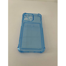 Чехол прозрачный TPU Case with Card Case на iPhone 13 Pro (Blue)