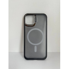 Чехол прозрачный TPU Case на iPhone 14 Plus c клипсой и Magsafe (Dark Ash)