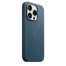 Чехол кожаный на iPhone 15 pro MagSafe Leather Case (Mallard Blue)
