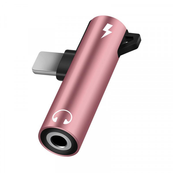 Адаптер-переходник Lightnin 3.5, 2 в 1 аудио адаптер для наушников Aux кабель Pink