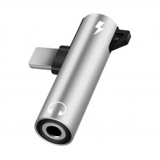 Адаптер-переходник Lightnin 3.5, 2 в 1 аудио адаптер для наушников Aux кабель Silver