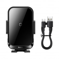 Автомобильный держатель для смартфона Baseus Halo Electric Wireless Charging Car Mount 15W Черный (Black)