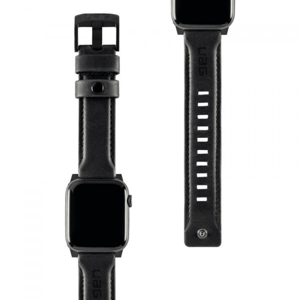 Ремешок кожаный UAG Leather для Apple Watch черный 42/44/45mm (Black)