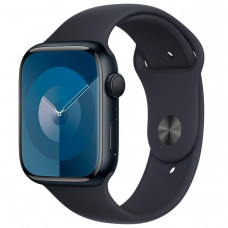 Apple Watch Series 9, 45 мм, алюминий цвета «тёмная ночь», спортивный ремешок «тёмная ночь»