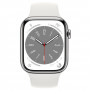 Apple Watch Series 8, 41 мм, нержавеющая сталь серебристого цвета, спортивный ремешок белого цвета