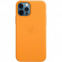 Чехол Apple Leather Case для Apple iPhone 12/12 Pro with MagSafe золотой апельсин (California Poppy)