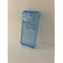 Чехол прозрачный TPU Case with Card Case на iPhone 13 Pro Max (Blue)