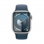 Apple Watch Series 9, 45 мм, алюминий цвета серебристого цвета, спортивный ремешок «грозовой синий»